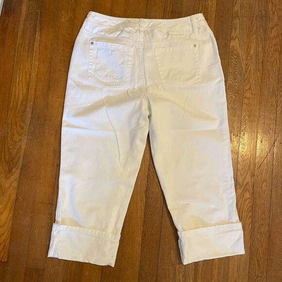Liz Claiborne Denim Jackie Cotton Cuffed White Jeans Womens Size 10 - Picture 3 of 10